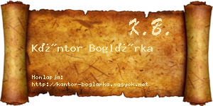 Kántor Boglárka névjegykártya